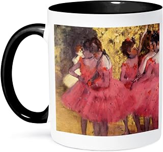 3dRose Picture of Degas Painting The Pink Dancers Before The Dance 11oz Two-Tone Black Mug