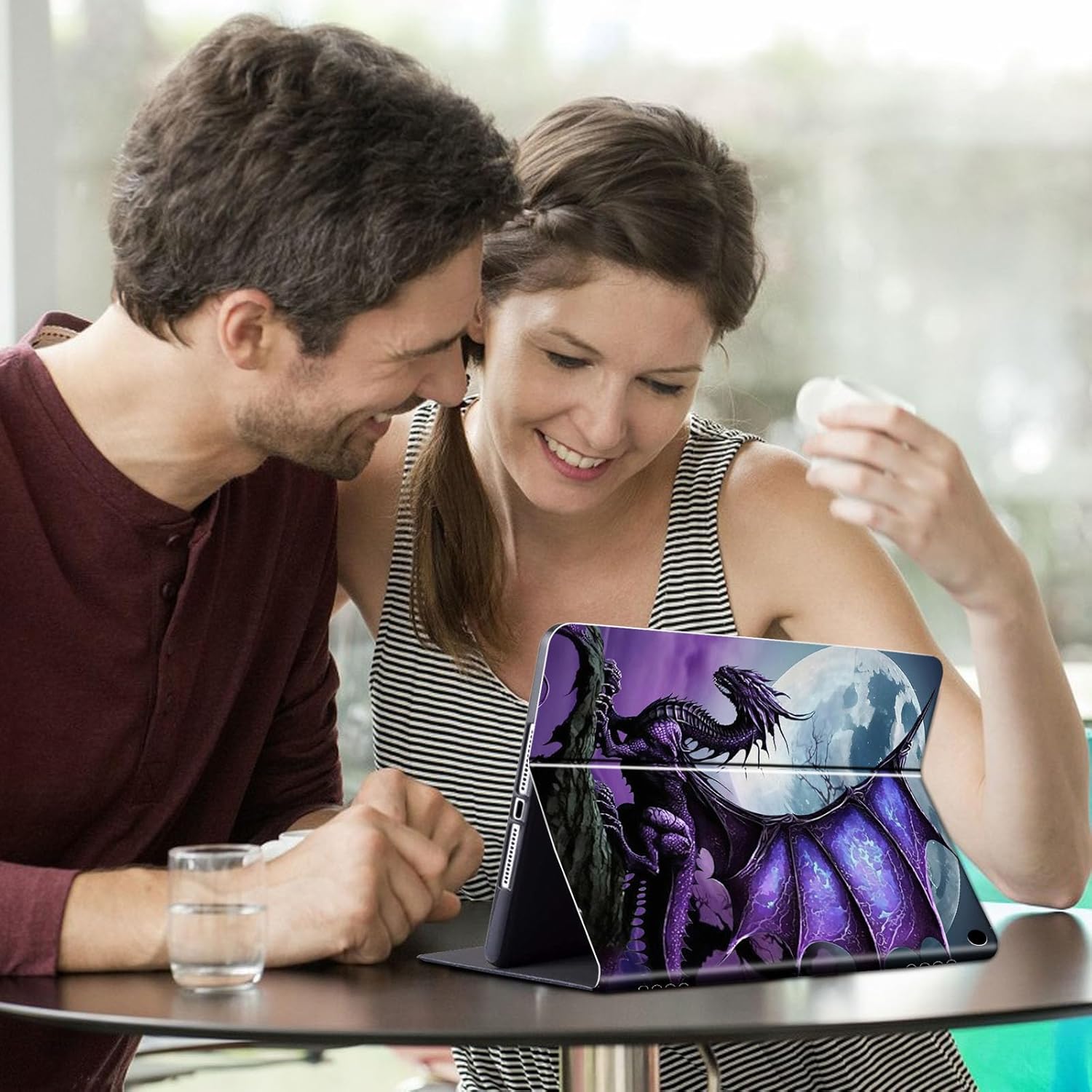 FUYOCWE for Fire HD 10 Tablet Case (13th Generation,2023 Release,10.1"), PU Leather Multi-Angle Folding Stand Smart Flip Cover for Amazon Kindle Fire HD 10 13th Gen-Arcient Dragon