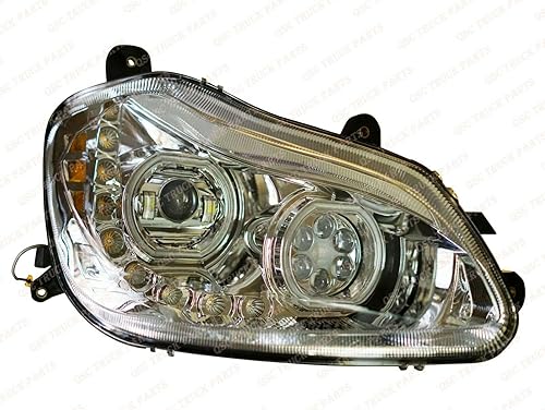 Miniatura 3 de QSC Truck Parts Conjunto de faros delanteros de rendimiento LED completo con carcasa cromada par izquierdo derecho para Kenworth T680
