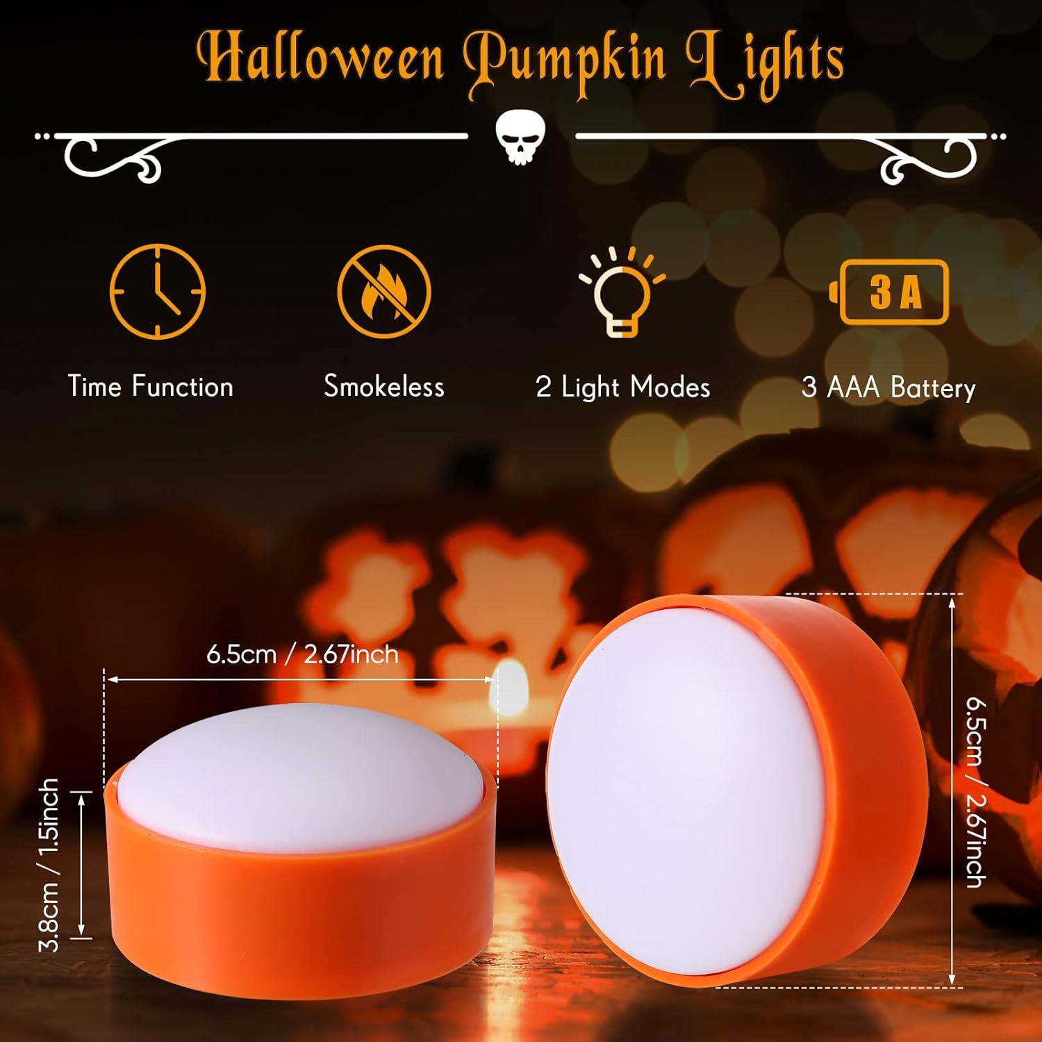 Halloween Pumpkin Lights with Remote and Timer 2 Pieces Flameless Jack O Lantern Pumpkin LED Candles Candle Lights Battery Operated for Halloween Thanksgiving Day Outdoor Pumpkin Decor(Orange) : Tools & Home Improvement