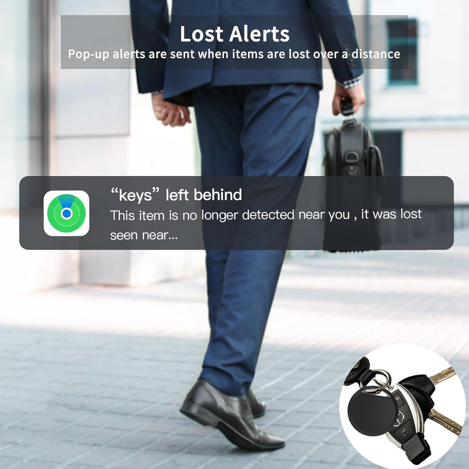 RSH Air Tracker Tag Lot de 4 localisateurs d'articles Bluetooth fonctionnent avec Apple Find My (iOS), alarme 80 dB, étiquette intelligente étanche IP67 avec batterie remplaçable, pour clés