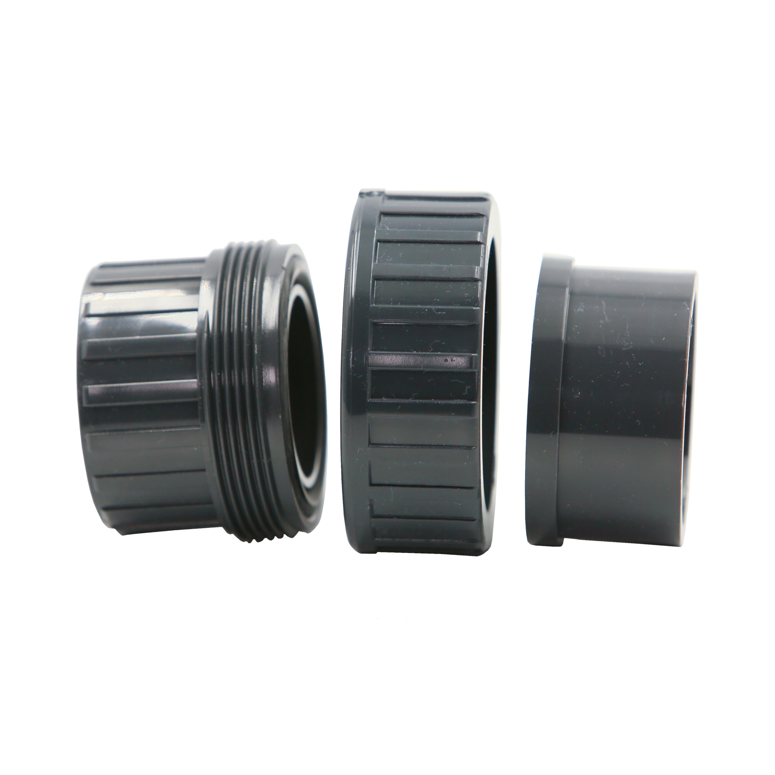 HAF 10x PVC Fittings Verschraubung mit 50mm | Klebemuffe x Klebemuffe | Adapter aus grauem PVC-U | PN16 für PVC Rohr, Poolfitting, Schwimmbad, Poolverrohrung, Druckleitung, Rohrleitung & Teich