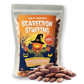 Uncle Franks Scarecrow Stuffing Almonds - Salty Spooky Snack Gift, Healthy Halloween Treat for Teens & Adults, Premium Roasted Nuts USA