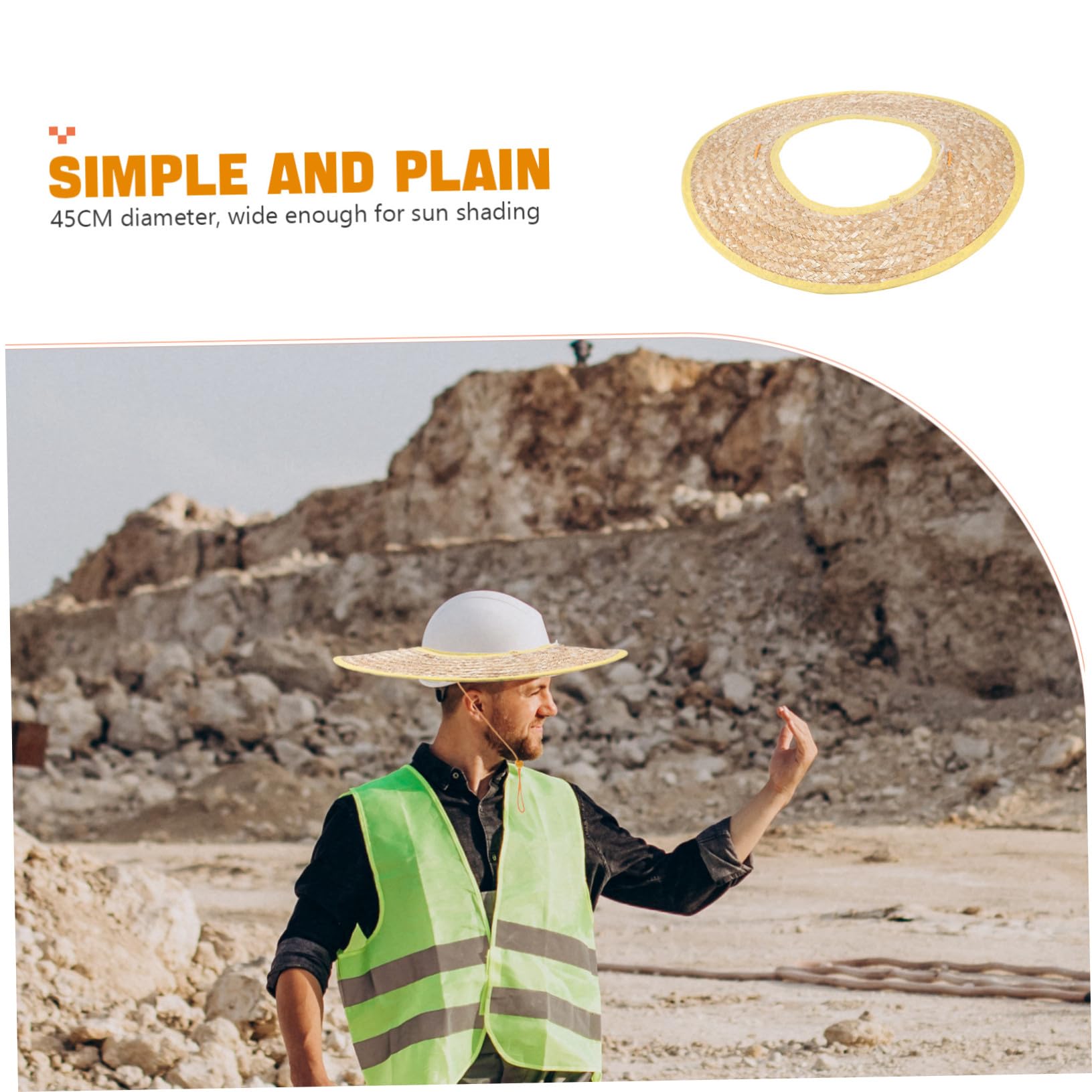 2 Stück Sonnenschutz für Schutzhelme mit Breiter Krempe | Wheat Straw, Leichtes Design, für Helm und Hard Hat, Bauarbeiter, Garten, Fahrrad Zufällige Farbe