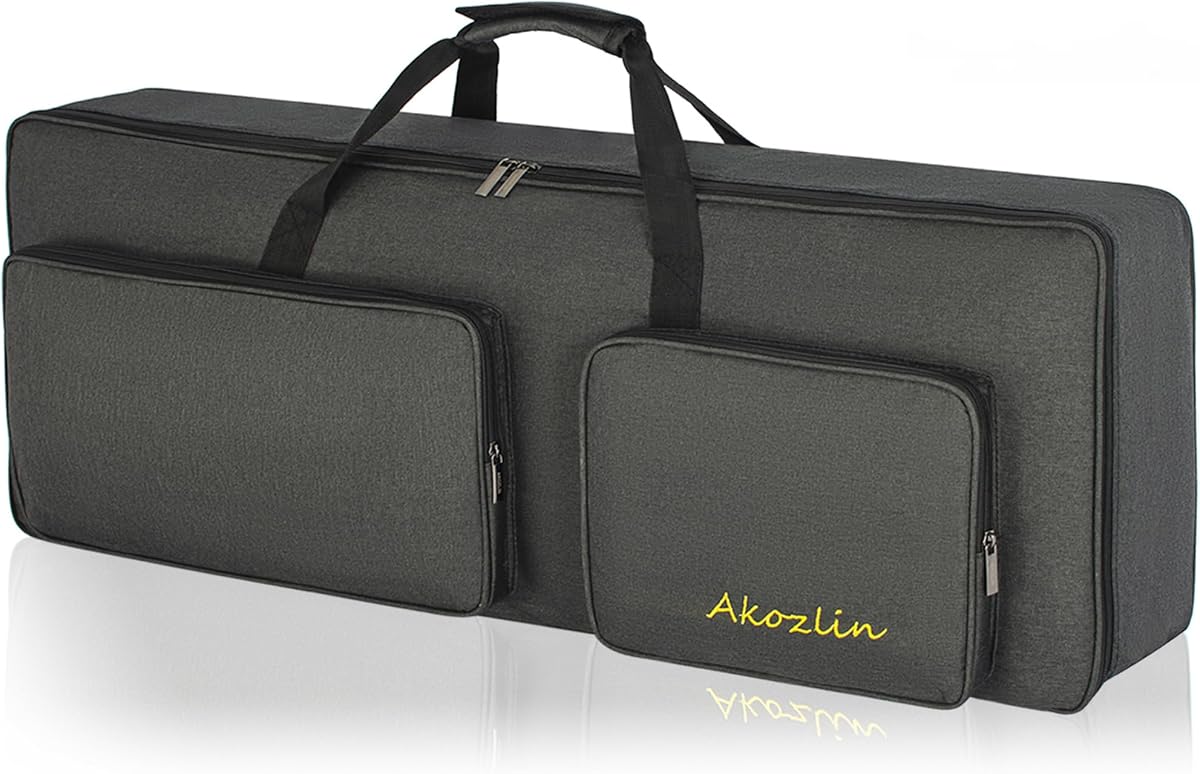 AKOZLIN 54-Key Padded Keyboard Gig Bag Portable Electric Piano Keyboard Case Foldable Bag For 54 Key Keyboard L37" x W5.3" x H14.5"