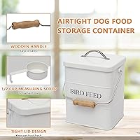 Vista 2 de Geyecete Comedero para pájaros, tarro de comida para mascotas, contenedor hermético para almacenamiento de alimentos, color blanco