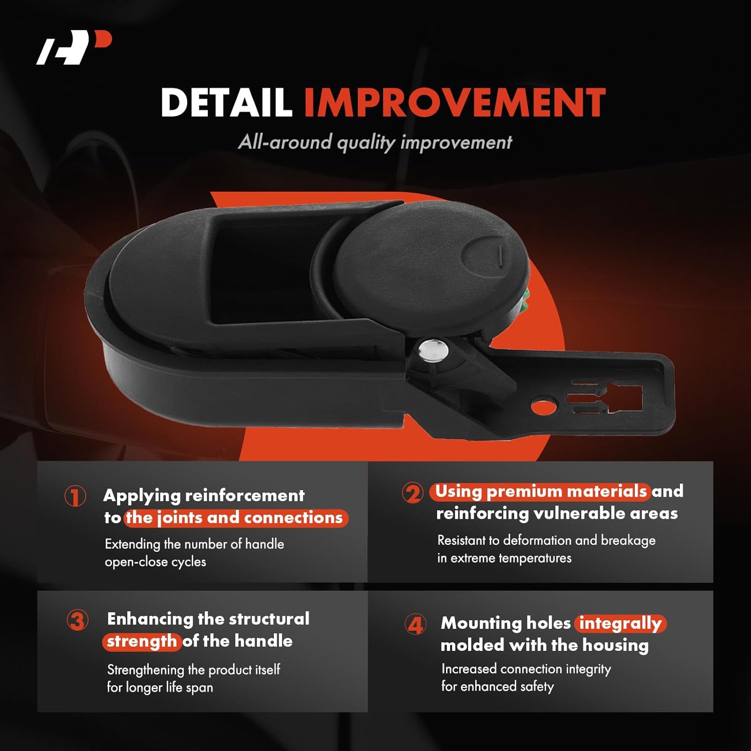 A-Premium Front or Rear Left Driver Side Interior Door Handle Compatible with Jeep JK Series Wrangler 2007 2008, Textured Black, Replace# 55395407AC