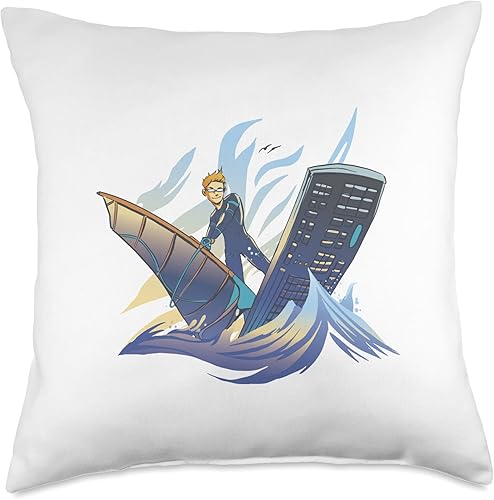 Windsurf Computer Keyboard Technology Man Keyboard Windsurf Computer Technology Throw Pillow, 18x18, Multicolor