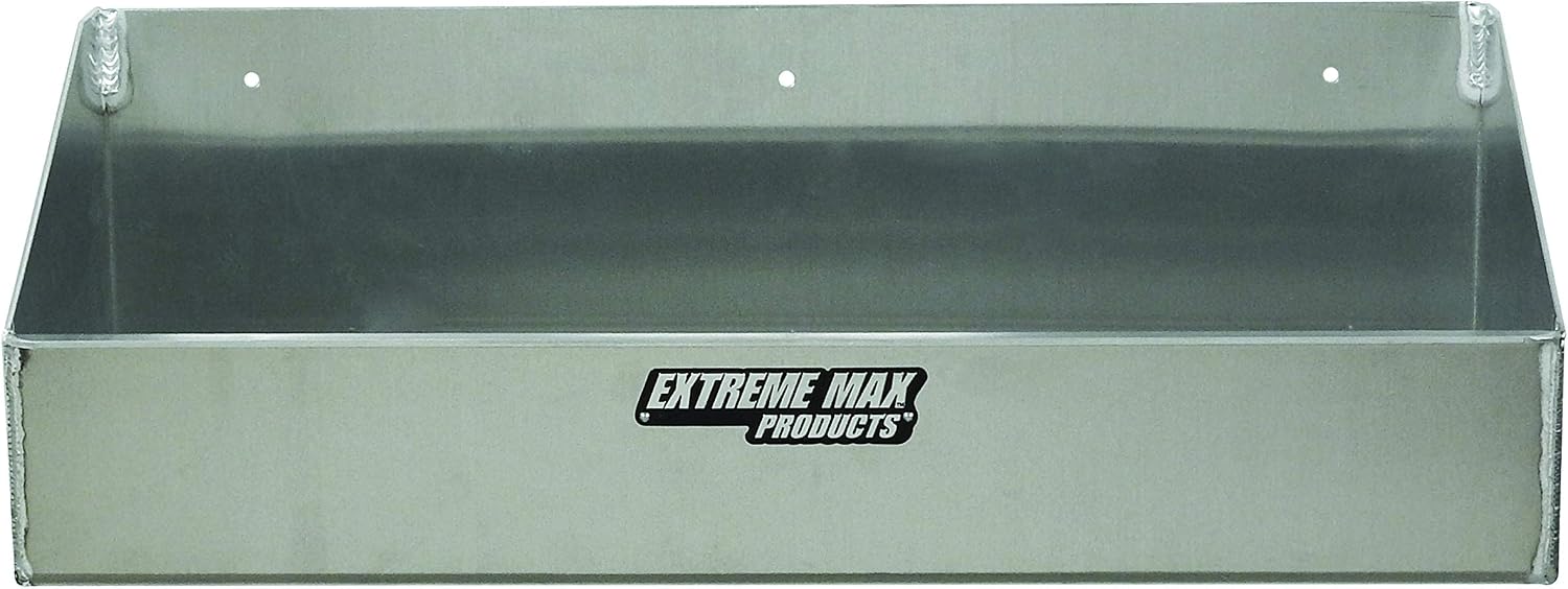 Extreme Max 5001.6041 Aluminum 4-Quart Liquid Storage Shelf for Race Trailer, Garage, Shop, Enclosed Trailer, Toy Hauler - Holds Four 1-Quart (32 oz.) Bottles,Silver