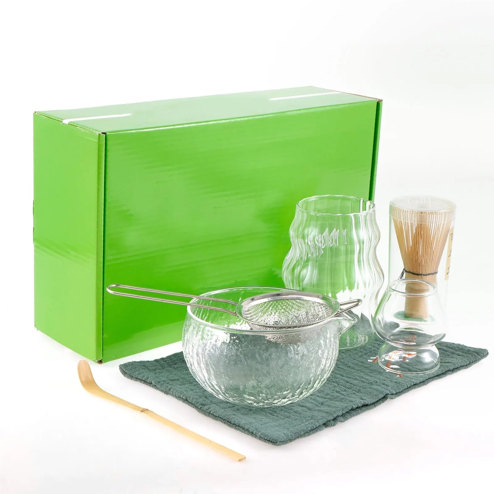 Juego de 7 batidores matcha vidrio transparente, kit for preparar con cuenco, taza y batidor for amantes del té Te matcha kit