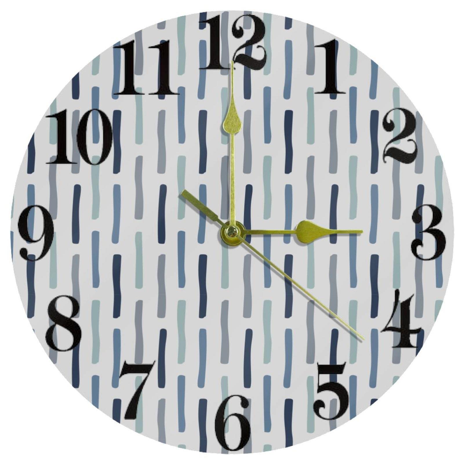 Horloge murale bleue à motif vertical moderne 25,4 cm ronde pour bureau