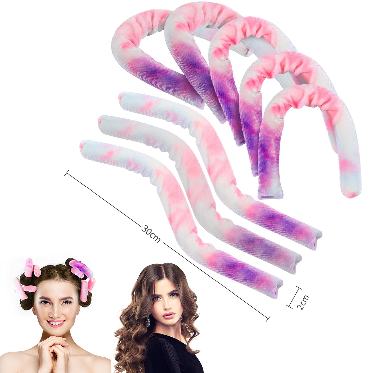 rulos de pelo sin calor para rizos de cabello largos, sin calor