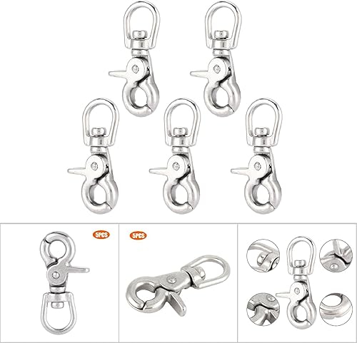 Miniatura 4 de Joyzan Gancho a presión marino, ganchos de gatillo de acero inoxidable, ganchos giratorios para langosta, cierres de tijera, hebillas, buceo,