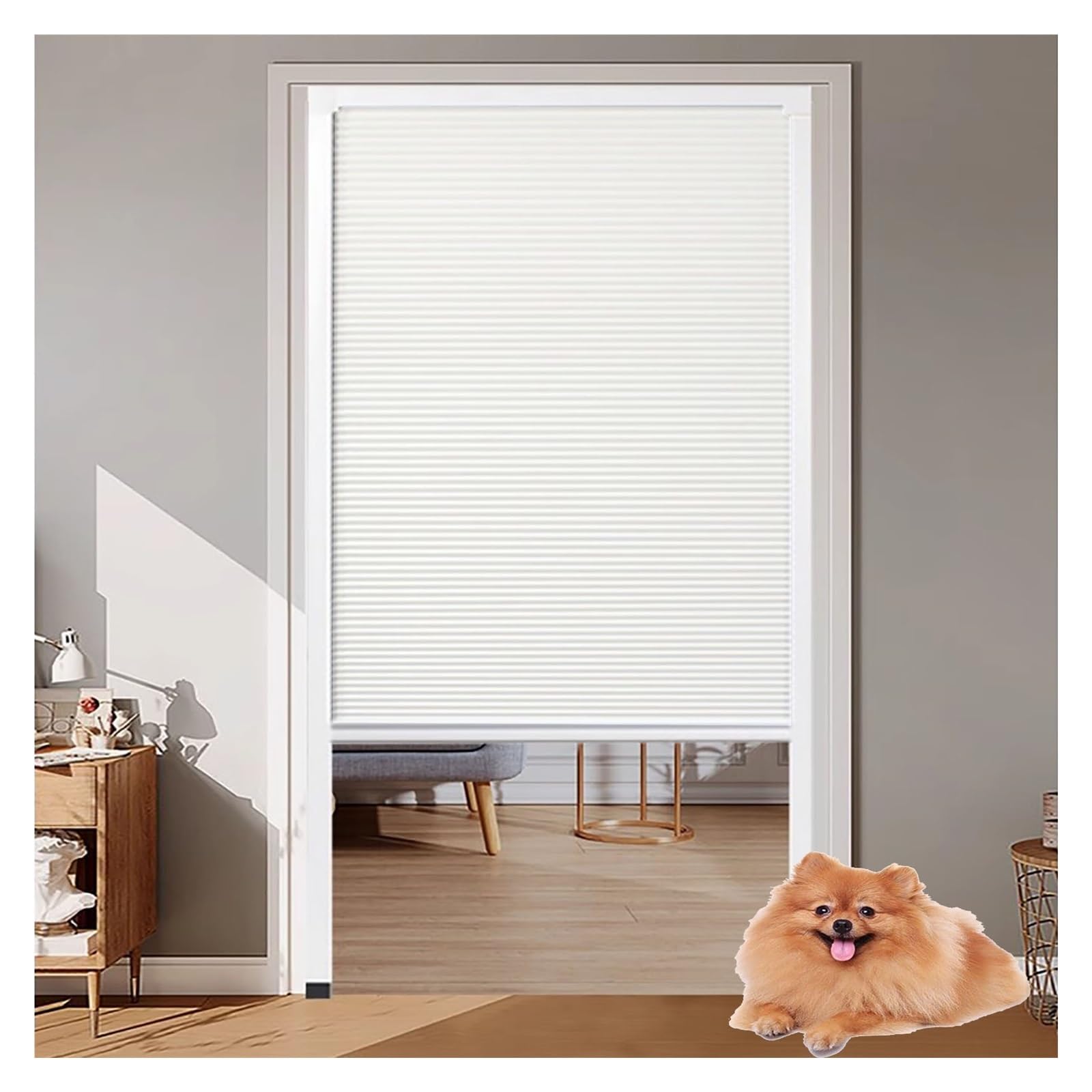 Folding folding folding door with aluminum frame, height 203-244 cm, blackout honeycomb curtains, retractable privacy partition, no drilling, installation takes up little space (-91 x