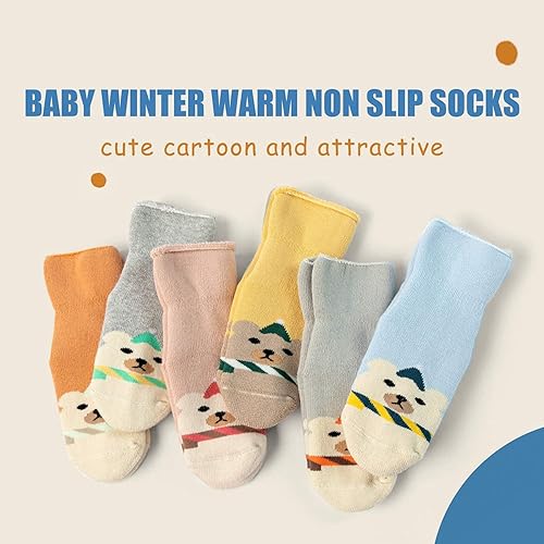 Miniatura 2 de Calcetines cálidos antideslizantes para bebés y niños, calcetines de invierno gruesos con agarres para bebés y niñas, calcetines antideslizantes