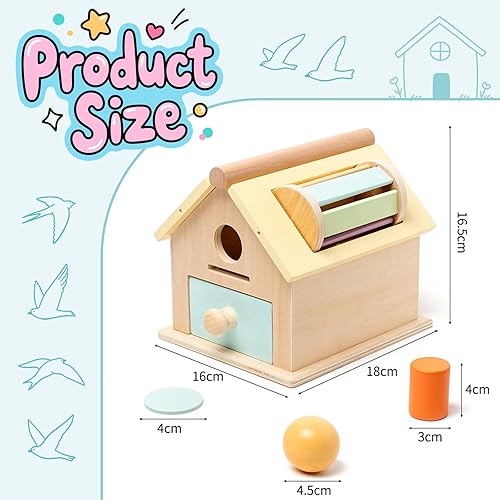 Miniatura 3 de Juguetes Montessori de madera para niños pequeños de 1 a 3 años, 4 en 1, juegos educativos de aprendizaje para recién nacidos con tambor giratorio,