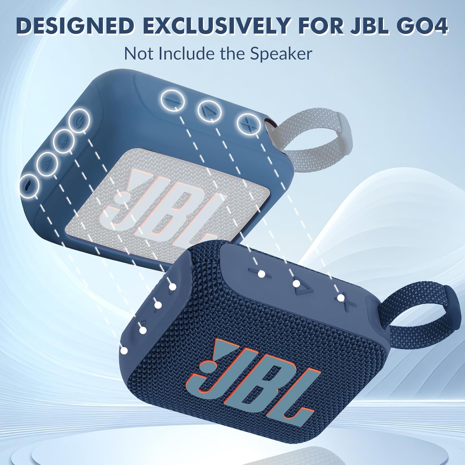 Protective Silicone Case Compatible with Go 4 - Ultra-Portable, Shockproof Protective Skin with Carabiner, Portable Travel Accessory (Blue) - Image 2