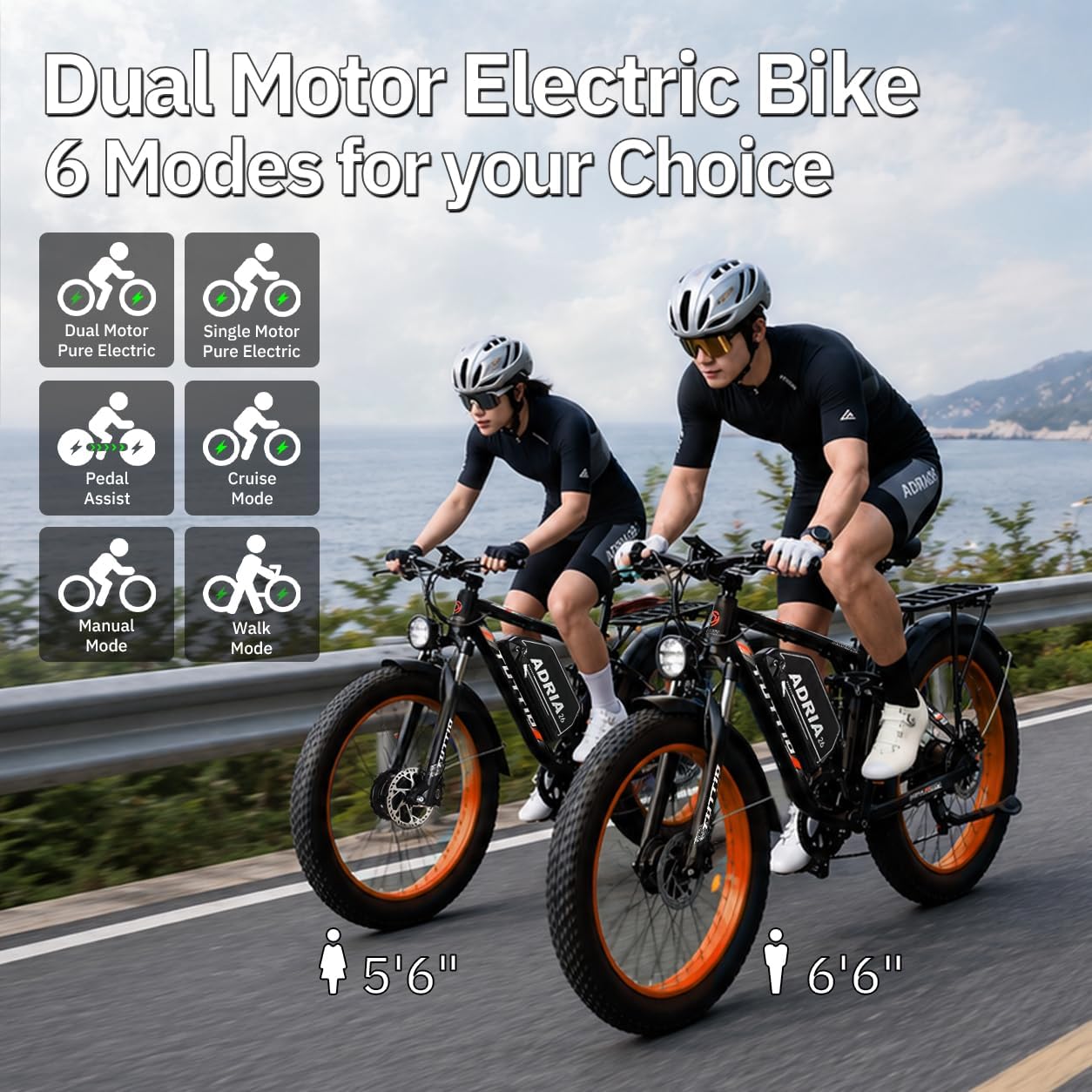 Electric Bike for Adults, Peak 5000W/6000W Dual Motor Ebike, 26" Fat Tire thumbnail