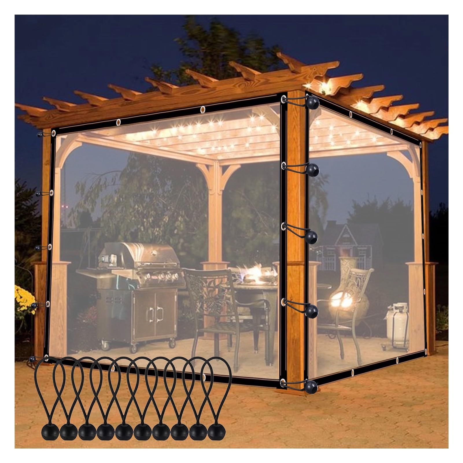 Lona impermeable espesada de alta resistencia para paneles laterales de pérgola