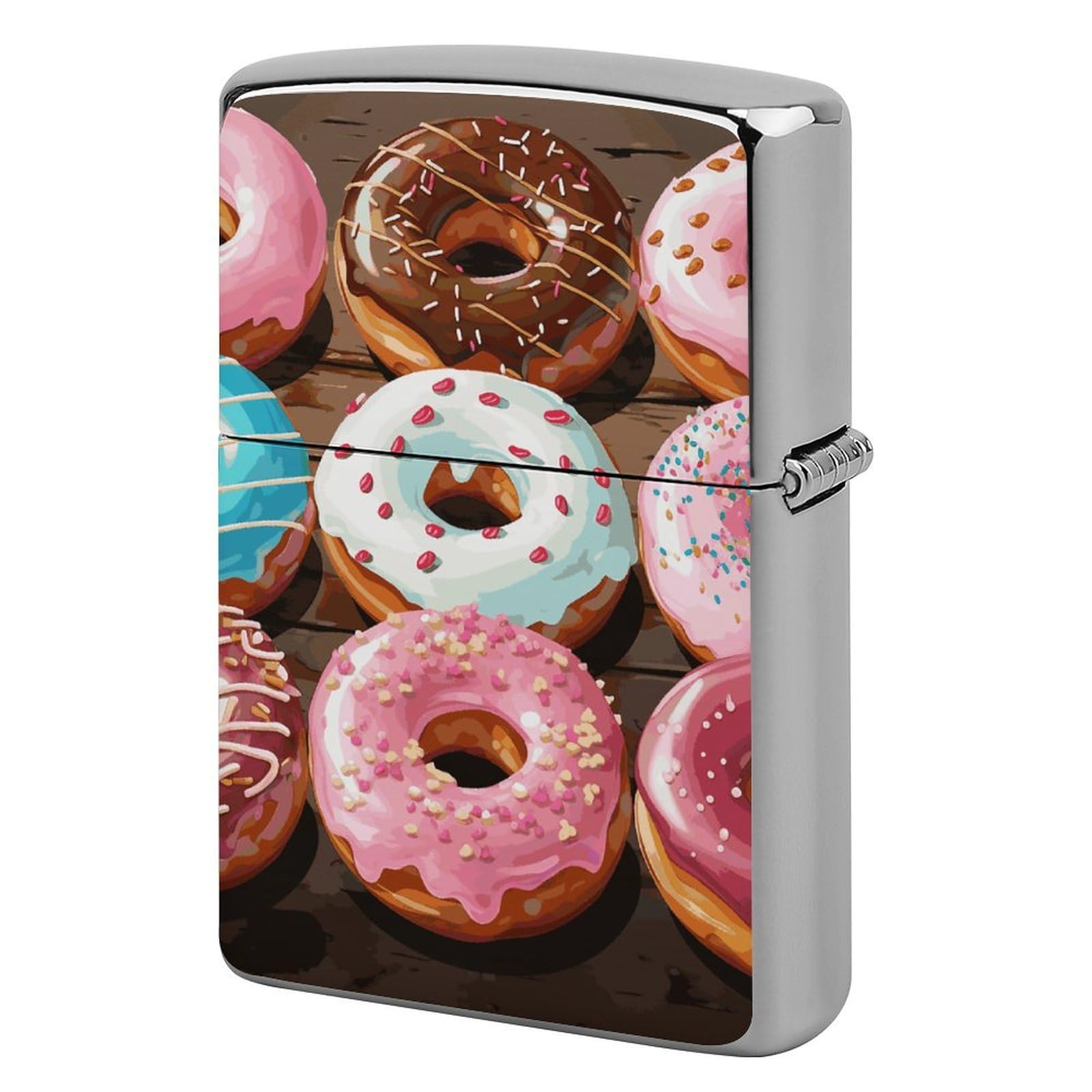 Donuts Lighter Case Vintage Metal Lighter Cover Reusable Lighter Protective Sleeve Unique Design Personalized Lighter Sleeve Holder Against Dust and Scratches