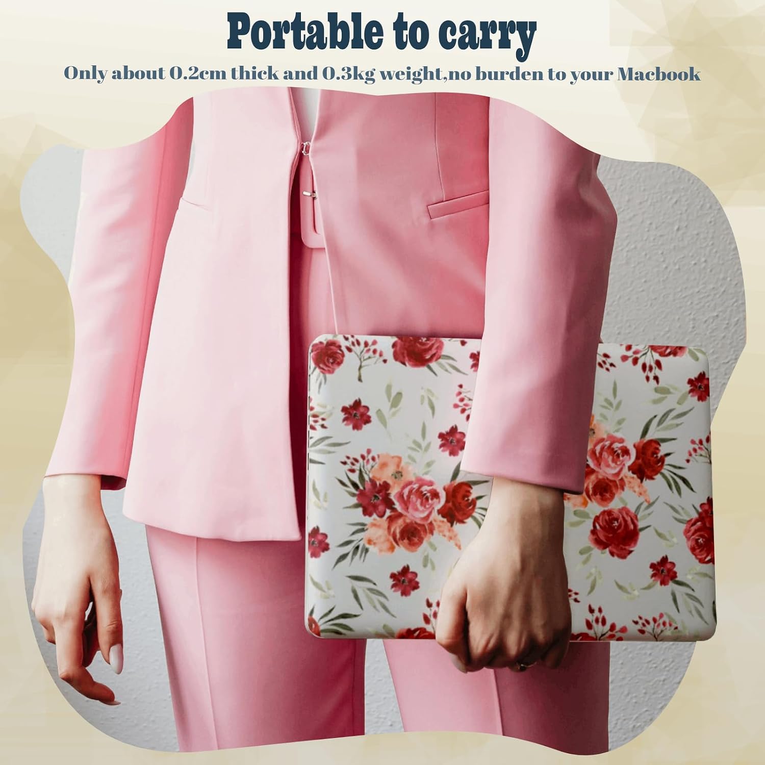 Hard Shell for MacBook Air 15 inch Case M4 M3 M2 2025 2024 2023 A2941 A3114 A3241,Sturdy Protective Laptop Case & Sleeve Bag & Keyboard Cover for Mac Air 15.3,Elegant Rose
