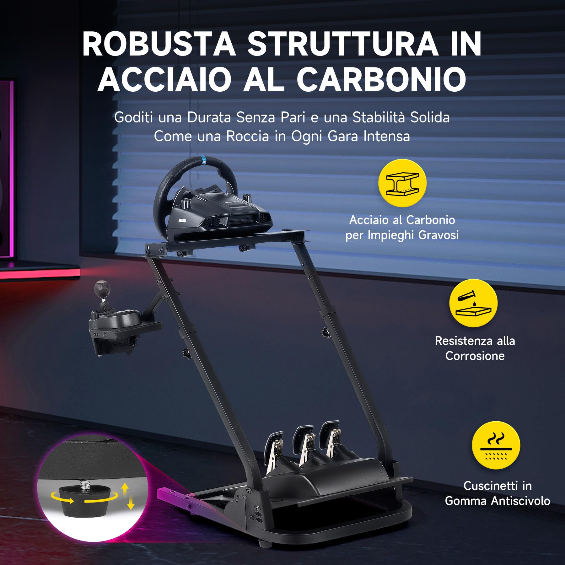 CO-Z Supporto per Volante Logitech G29 Pieghevole Postazione Simulatore Guida Supporto da Corsa Regolabile Supporto per Cambio Simulatore di Cabina di Guida per Logitech G29, G25, G27, G920