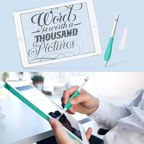 Miniatura 7 de MoKo Paquete de 2 Funda protectora Ergo para agarre de silicona, accesorios compatibles con Apple Pencil de 1 y 2 generación, color blanco y verde