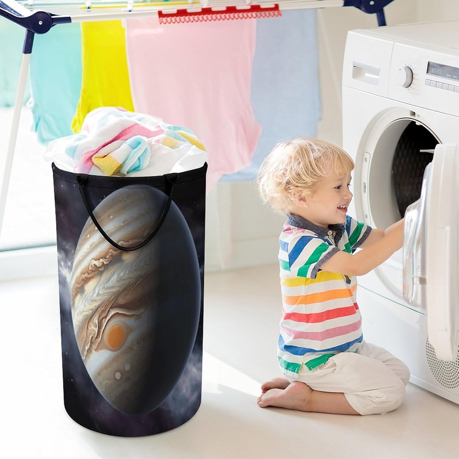 Jupiter Landscape Laundry Hamper Portable Lightweight Clothes Hampers Fashion Dirty Laundry Storage Basket Large Capacity Foldable Clothes Baskets for Bathroom Bedroom