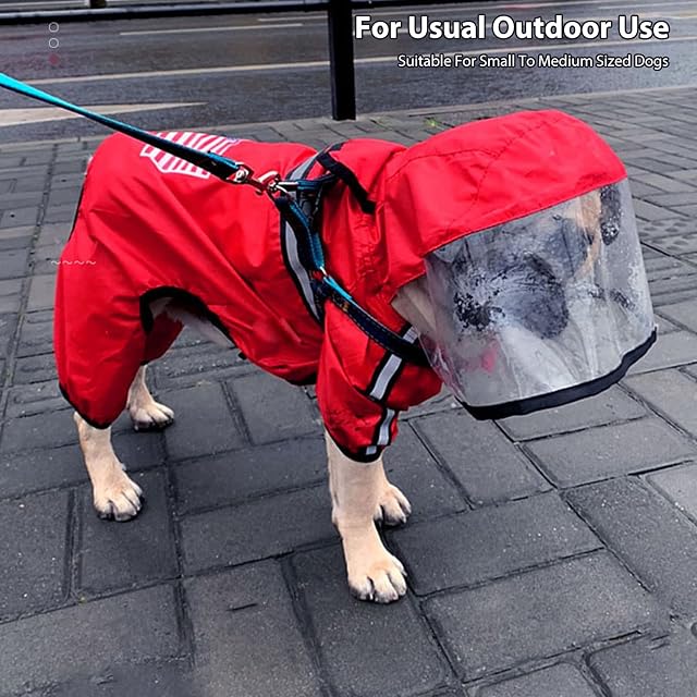 Foto 3 de 6 de PETCUTE Chubasquero para Perros con Capucha,Impermeable para Perros con Collar Agujero y Tiras Reflectoras…