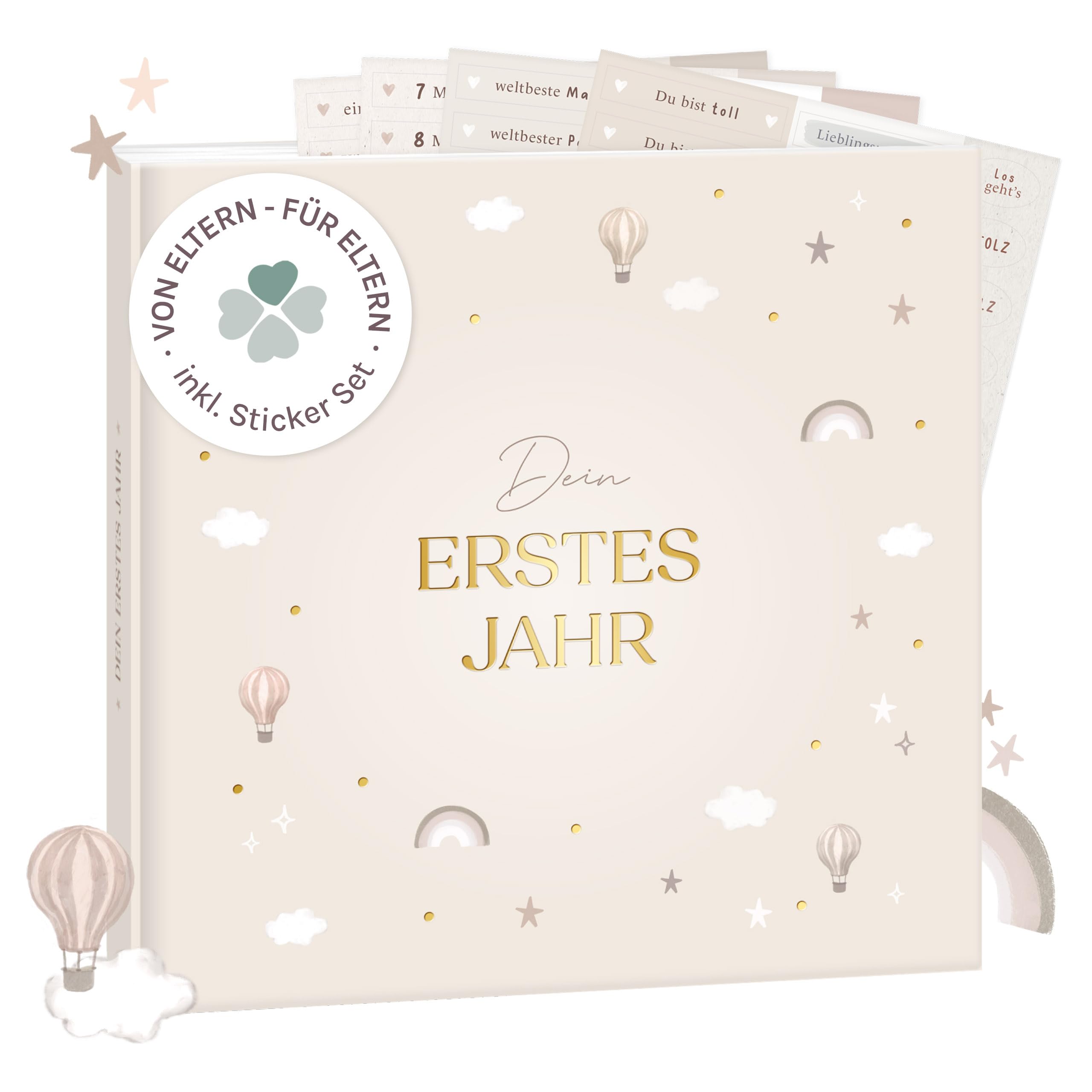 mintkind® Babyalbum Mein erstes Lebensjahr – Baby Fotoalbum zum Eintragen | Babybuch und Babytagebuch zum Selbstgestalten ab 0 Monate – Geschenk für Mädchen und Junge