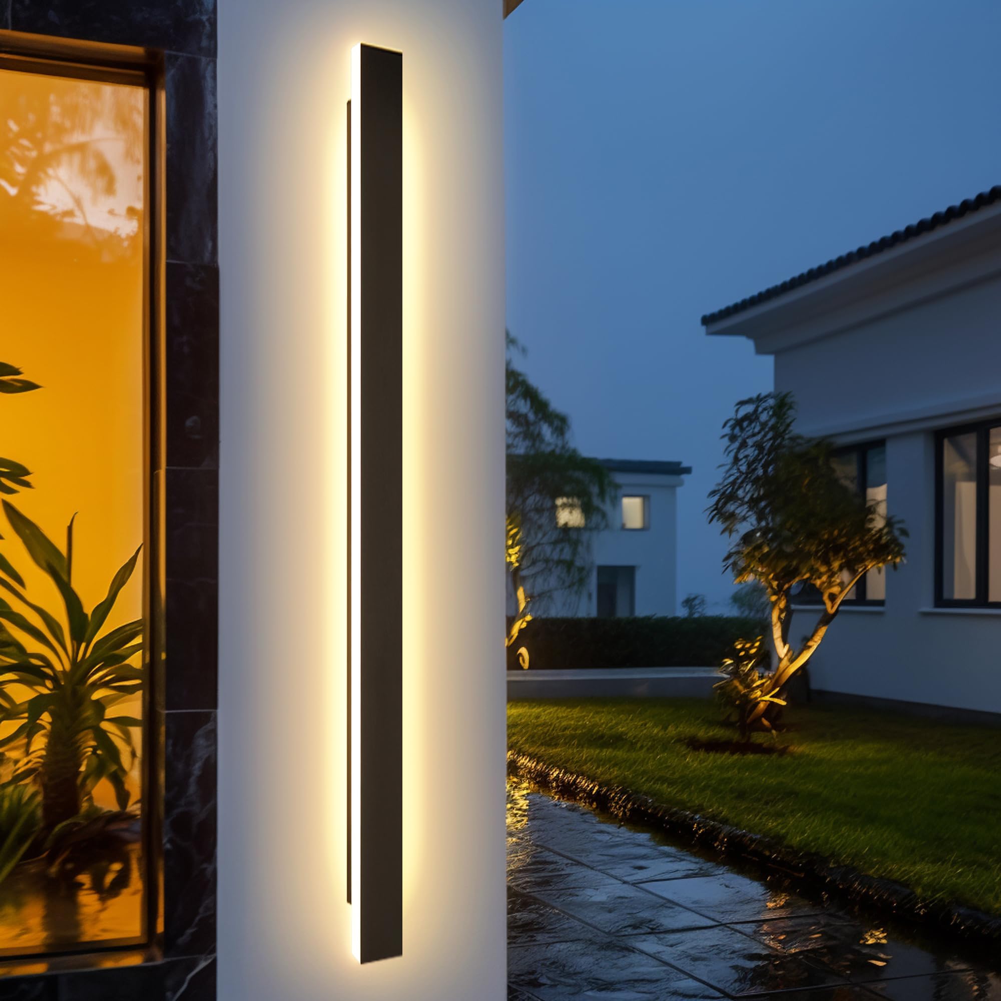 Zewnętrzna lampa ścienna LED, długi kinkiet ścienny, 125 cm, IP65, wodoodporna, czarna, nowoczesna lampa zewnętrzna, 3000 k 40 W, metalowa zewnętrzna oprawa oświetleniowa na werandę, patio