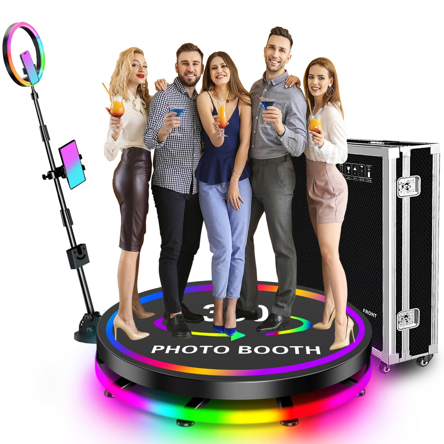 360 Photo Booth Machine, 39.5 inch for 4-5 People with Flight Case..