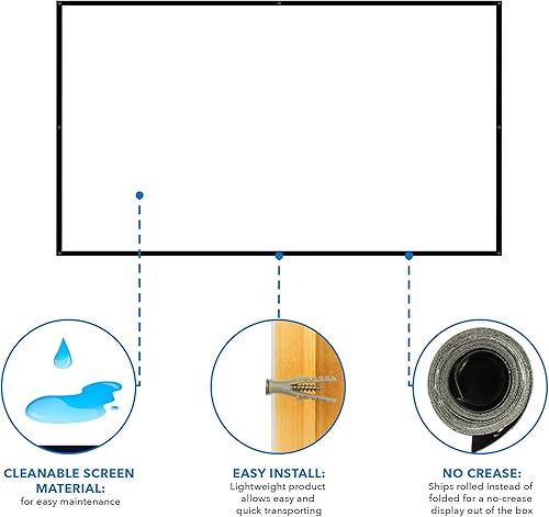 Miniatura 4 de MOUNT-IT! Pantalla de proyector de tela de 100 pulgadas, plegable, antiarrugas, pantalla de película HD 16:9 para actividades en interiores y