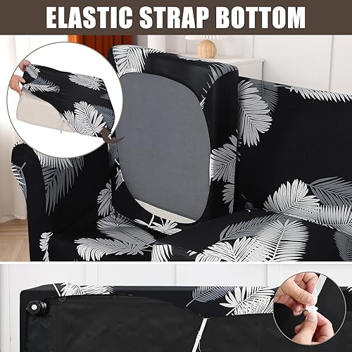 Miniatura 4 de SearchI Funda elástica para sofá de 2 piezas, con estampado floral, funda para sillón de 2 piezas con funda de cojín separada, protector de muebles