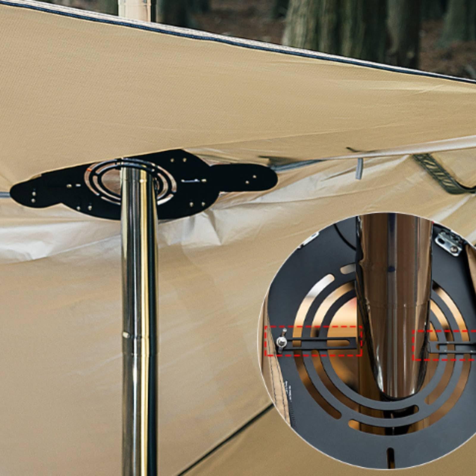 Chimenea para Tienda Protector Chimenea Guardia Placa Aislante Deflector Humo Aleación de Aluminio para Evitar del Tubo con Sujeción