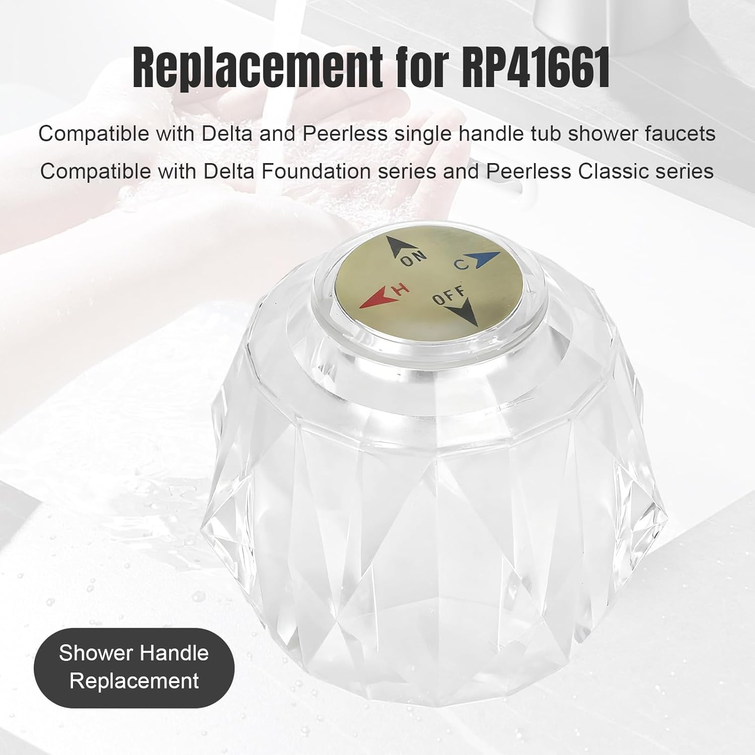 Shower Knob Handle Replacement for Delta，Shower Faucet Compatible with Delta and Peerless Single，RP41661 Universal Shower Knob