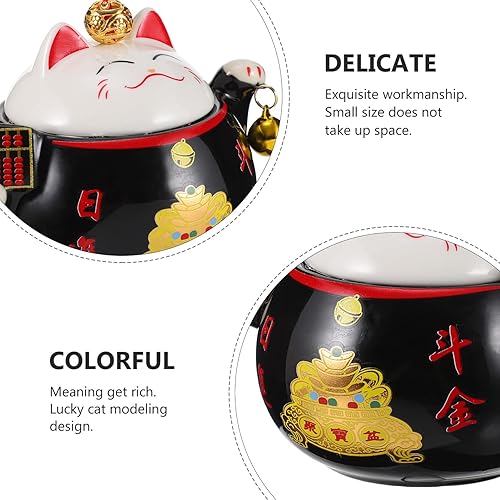 Miniatura 2 de Recipiente de té japonés de lata de cerámica suelto para té, tarro de almacenamiento de té hecho a mano, portátil, maneki fengshui, decoración