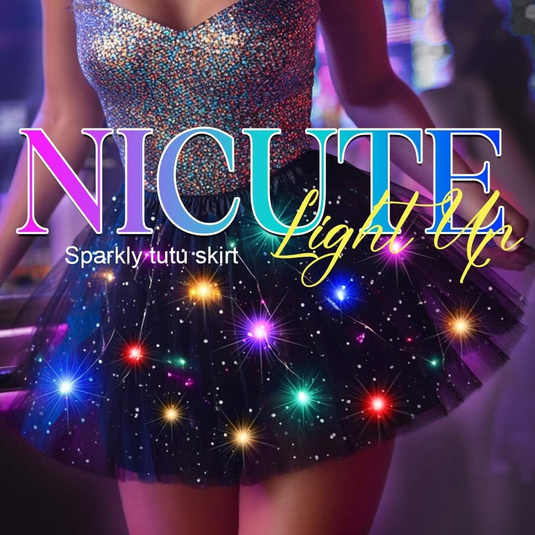 Nicute Light Up Tutu Led Layered Tulle Tutus Skirt for Women