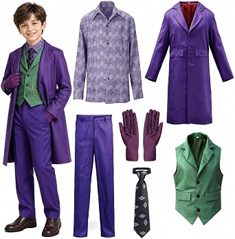 7Pcs Clown Knight Costume Kids Boys Coat Shirt Pants Vest Cosplay