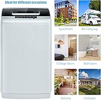 Vista 8 de COSTWAY Lavadora portátil, lavadora de lavandería 2 en 1 y combo de centrifugado con 10 programas, capacidad de 8.8 libras / 4 kg, bomba de drenaje