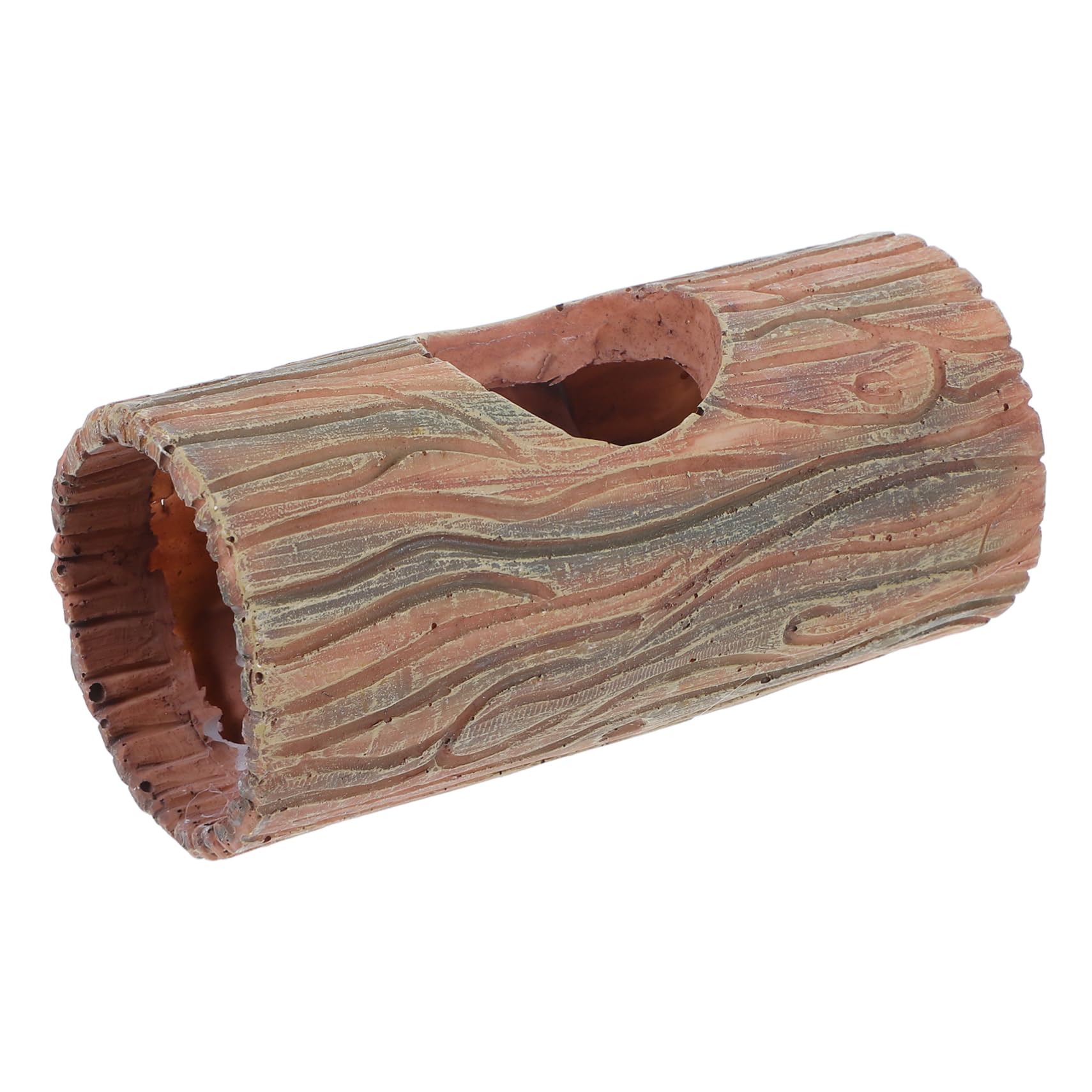 INOOMP Reptile Hideout Cave for Bearded Dragons and Geckos Resin Hollow Tree Trunk Climbing Aquarium Decor and Terrarium Accessory for Leopard Geckos and Crabs