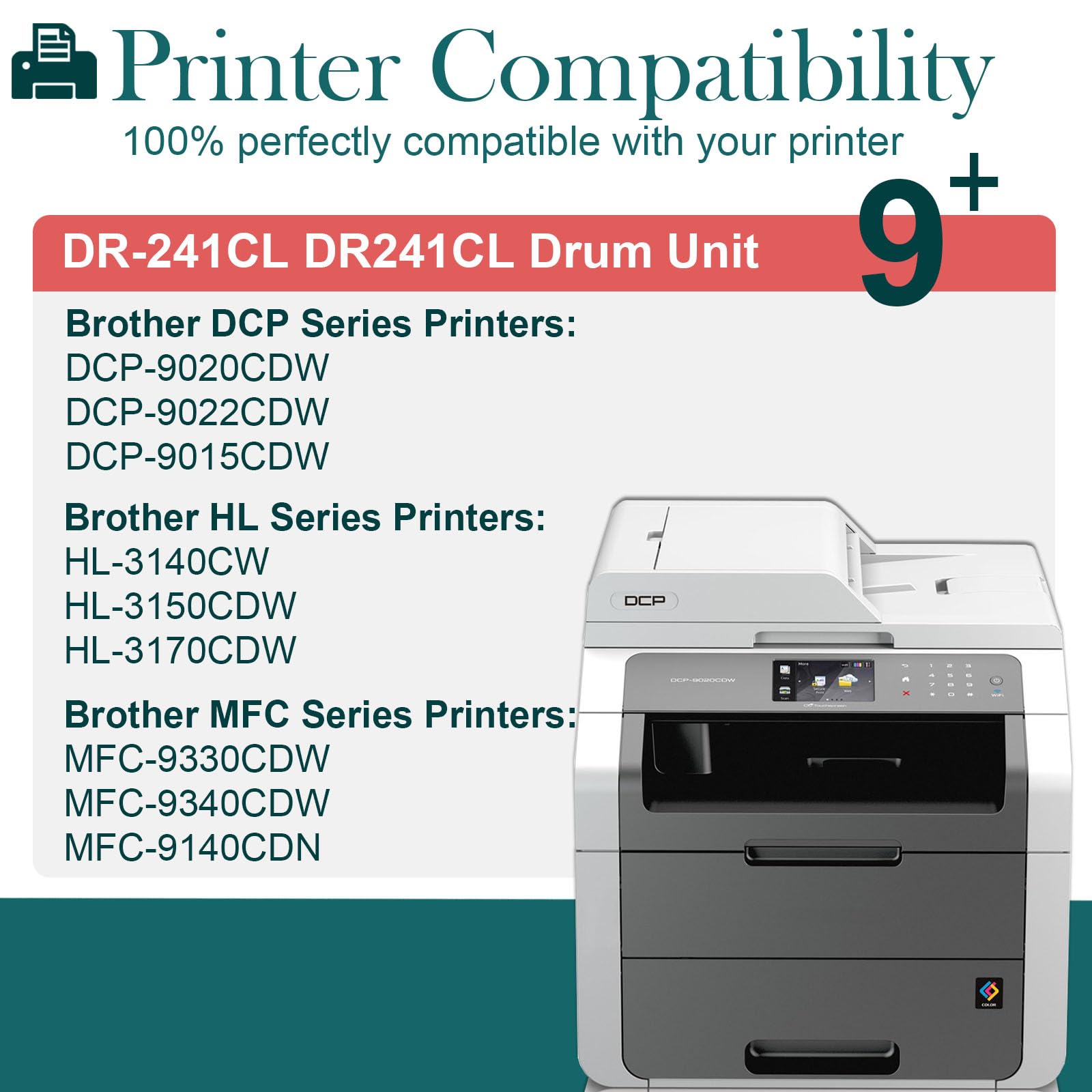 DR-241CL Unità Tamburo Compatibili con Brother DR241CL Tamburo per Brother HL-3140CW HL-3150CDW DCP 9020CDW MFC 9330CDW MFC 9340CDW MFC9140CDN Stampante Nero Magenta Giallo Ciano (4 Pacco)