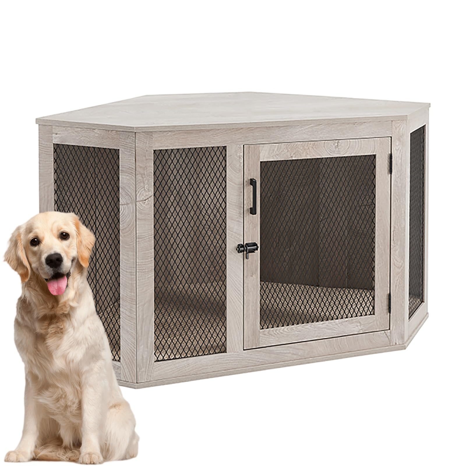 Amazon | コーナー犬用クレート家具 ペットサークル 小中型犬用