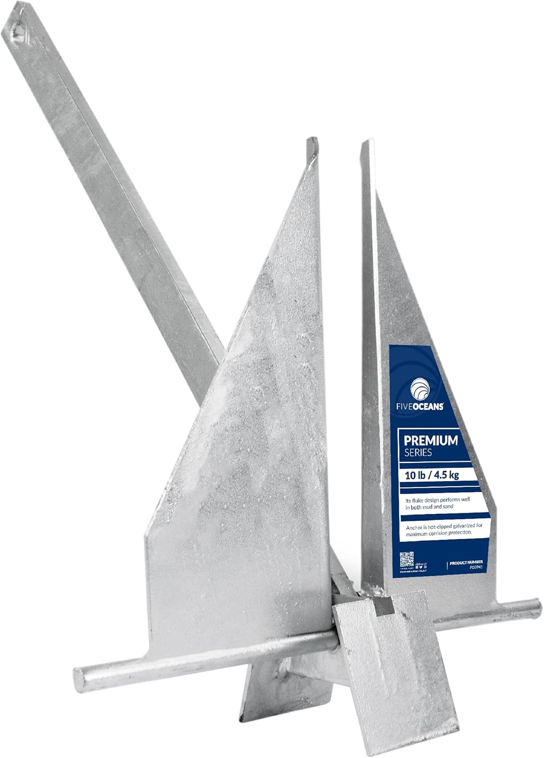 Five Oceans Fluke Boat Anchor, Heavy Duty Hot Dipped Galvanized Steel, Multiple Sizes – Ideal for Pontoon, Dinghies, Boats