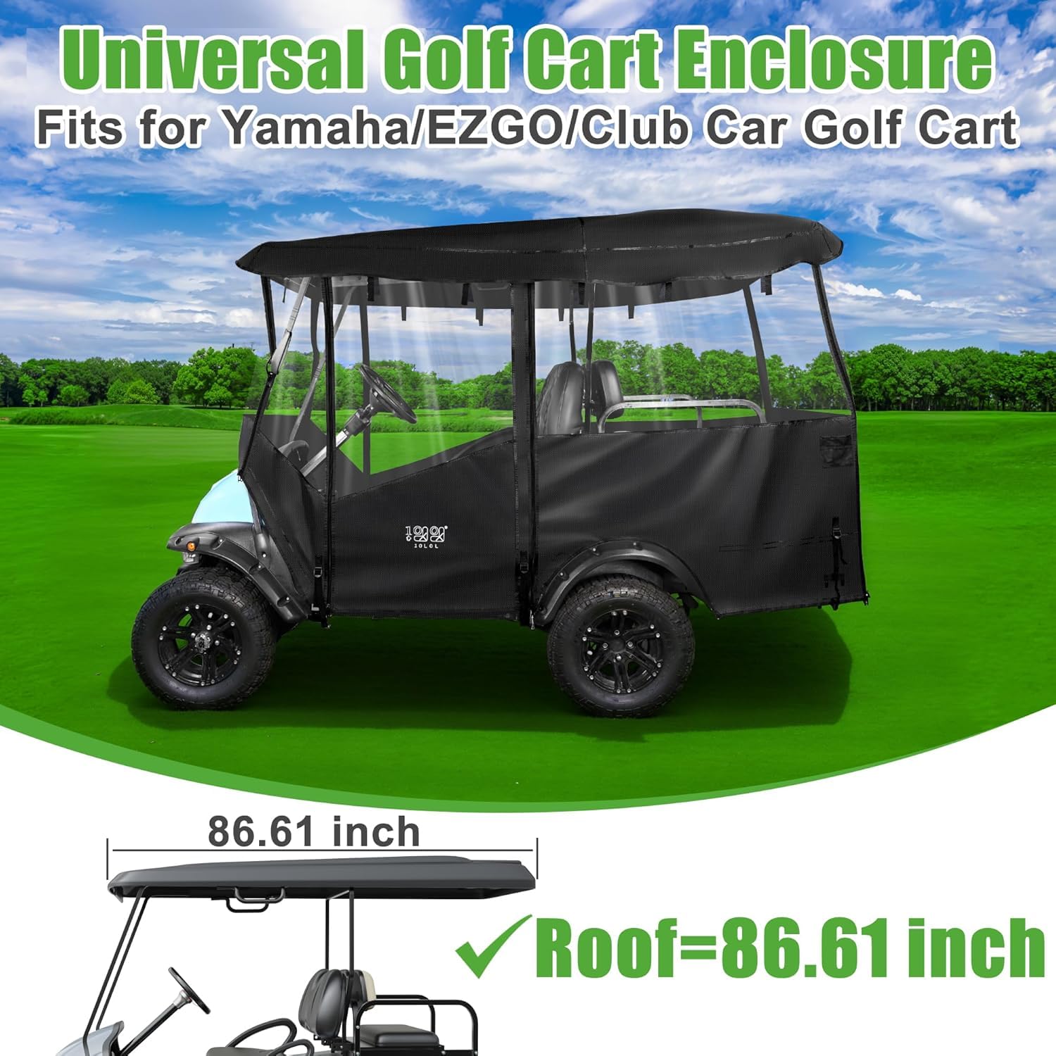 10L0L Deluxe obudowa wózka golfowego uniwersalna do Yamaha, EZGO i Club Car Golf Buggg, pokrowiec na wózek golfowy dla 4 pasażerów 600D, wodoodporny, wiatroszczelny materiał, przenośny, przezroczysty