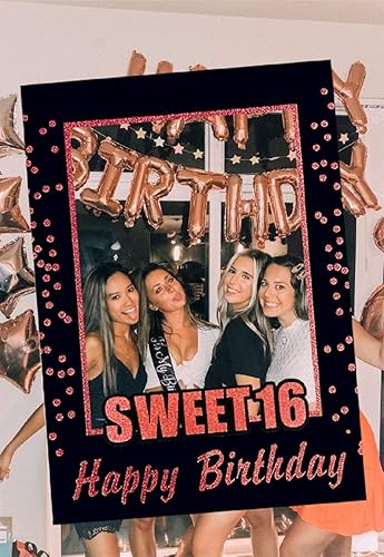 Miniatura 2 de LaVenty Marco de fotos para fiesta de cumpleaños número 16, color oro rosa, marco de fotos de cumpleaños