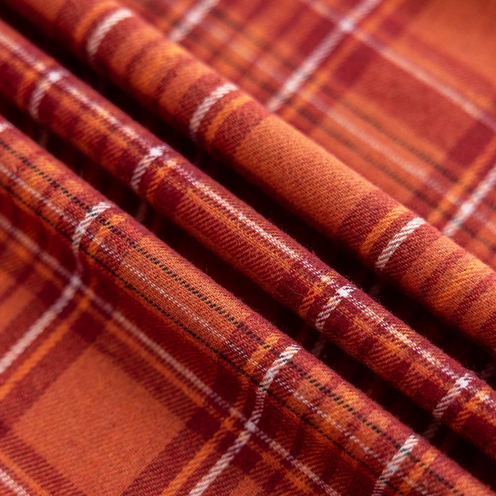 Fall Pillow Covers 22x22 Set of 2, Modern Burnt Orange Fall Tartan Plaid Throw 22 x 22 Pillow Covers， Vintage Rust Orange Outdoor Throw Pillows Decorative Cushion Cover for Porch and Patio