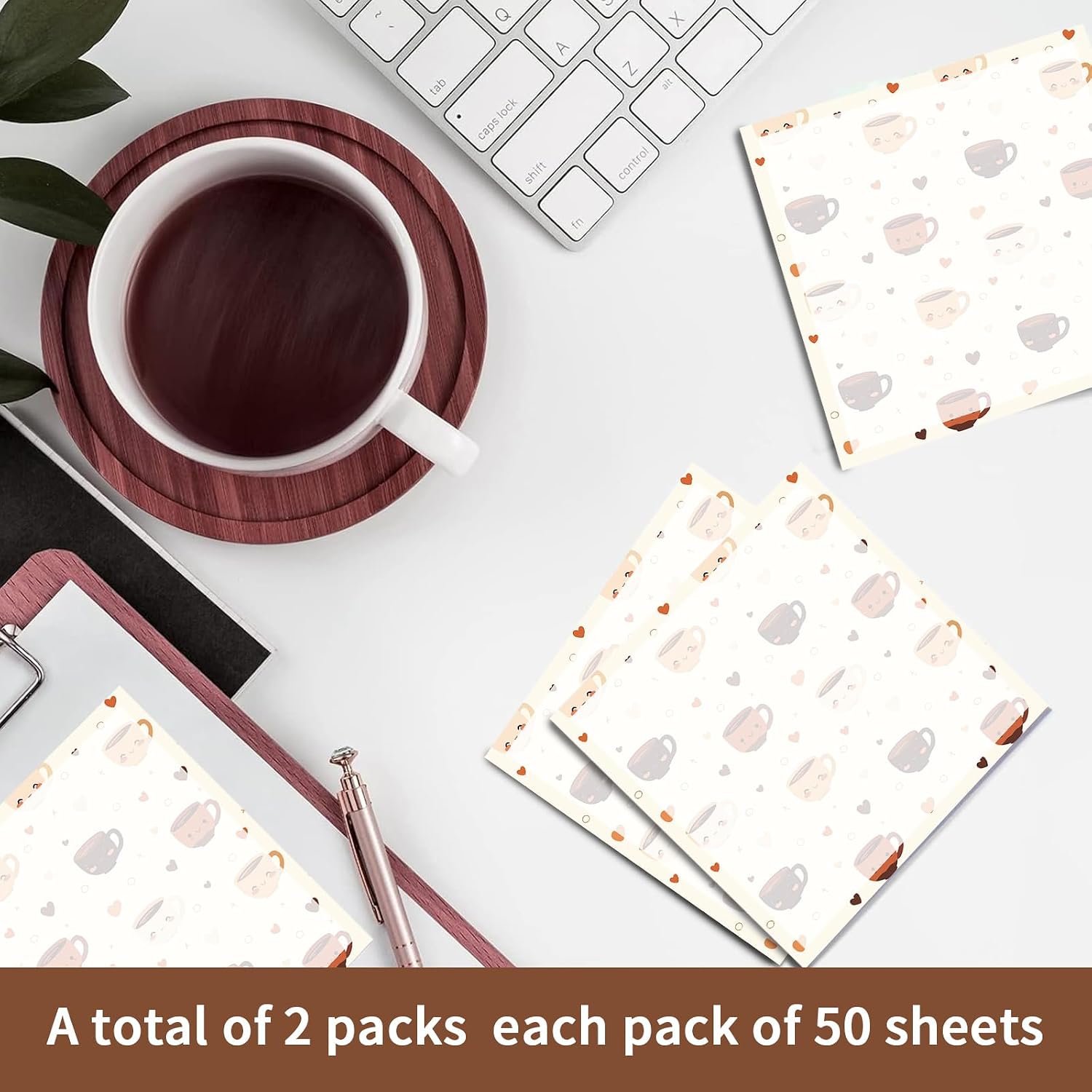 Sticky Notes 3x3 Inches, Cute Self-Stick Pads, Funny Self-Sticky Note Pads for Office, Home, Organization Cute Cartoon Coffee Pattern image 3