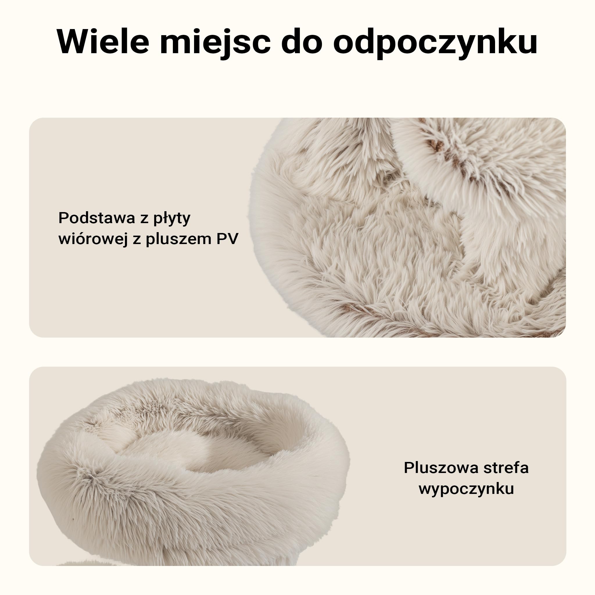 Fudajo Drapak dla kota designerski 49 x 49 x 74 cm, koci domek z pluszem i sizalem, drzewko dla kotów, z piłeczką do zabawy