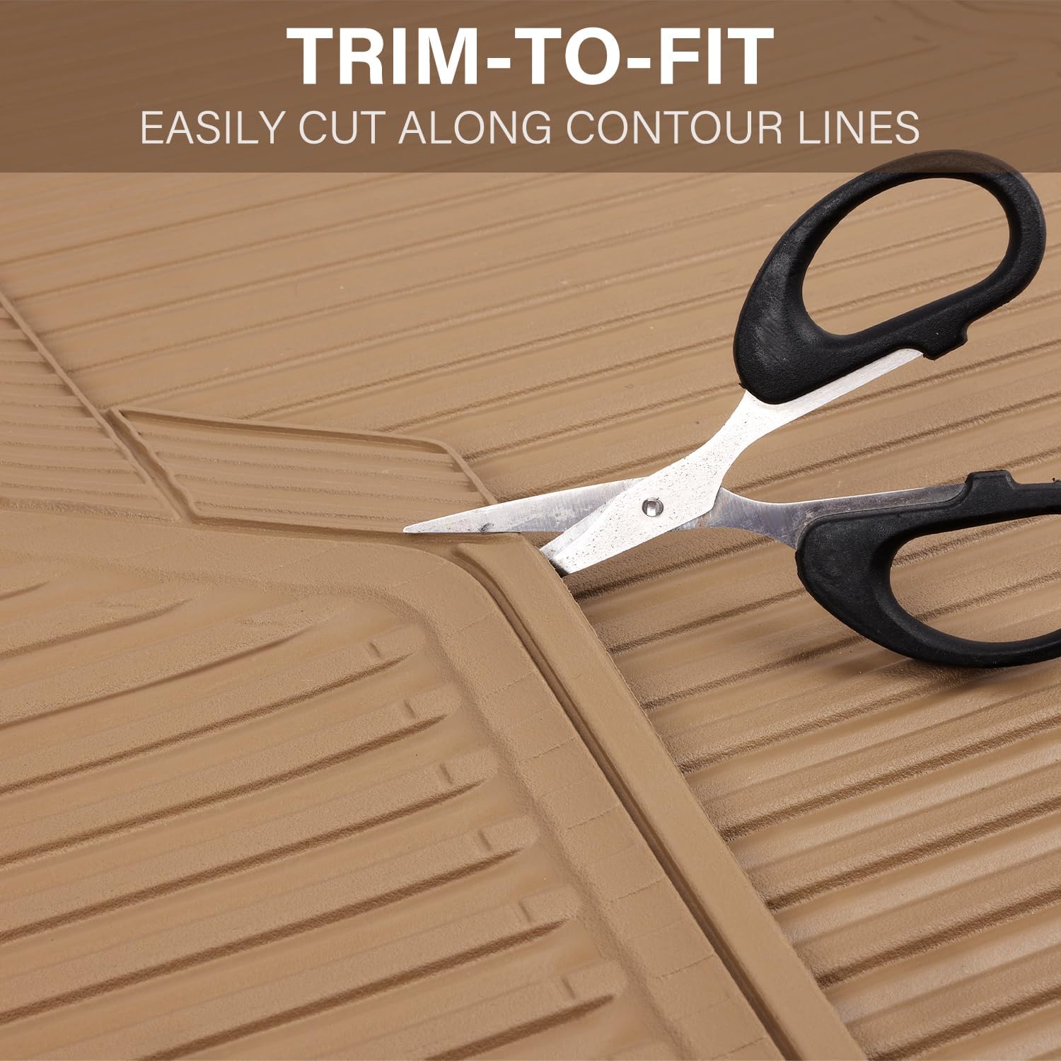 CAR PASS Rubber Floor Mats - All Weather, Full Set 4-Piece, Waterproof Automotive Mats Trim to Fit Most Cars, Sedans, SUVs, Vans - Heavy Duty Anti-Slip Easy Clean, All Beige - Image 9